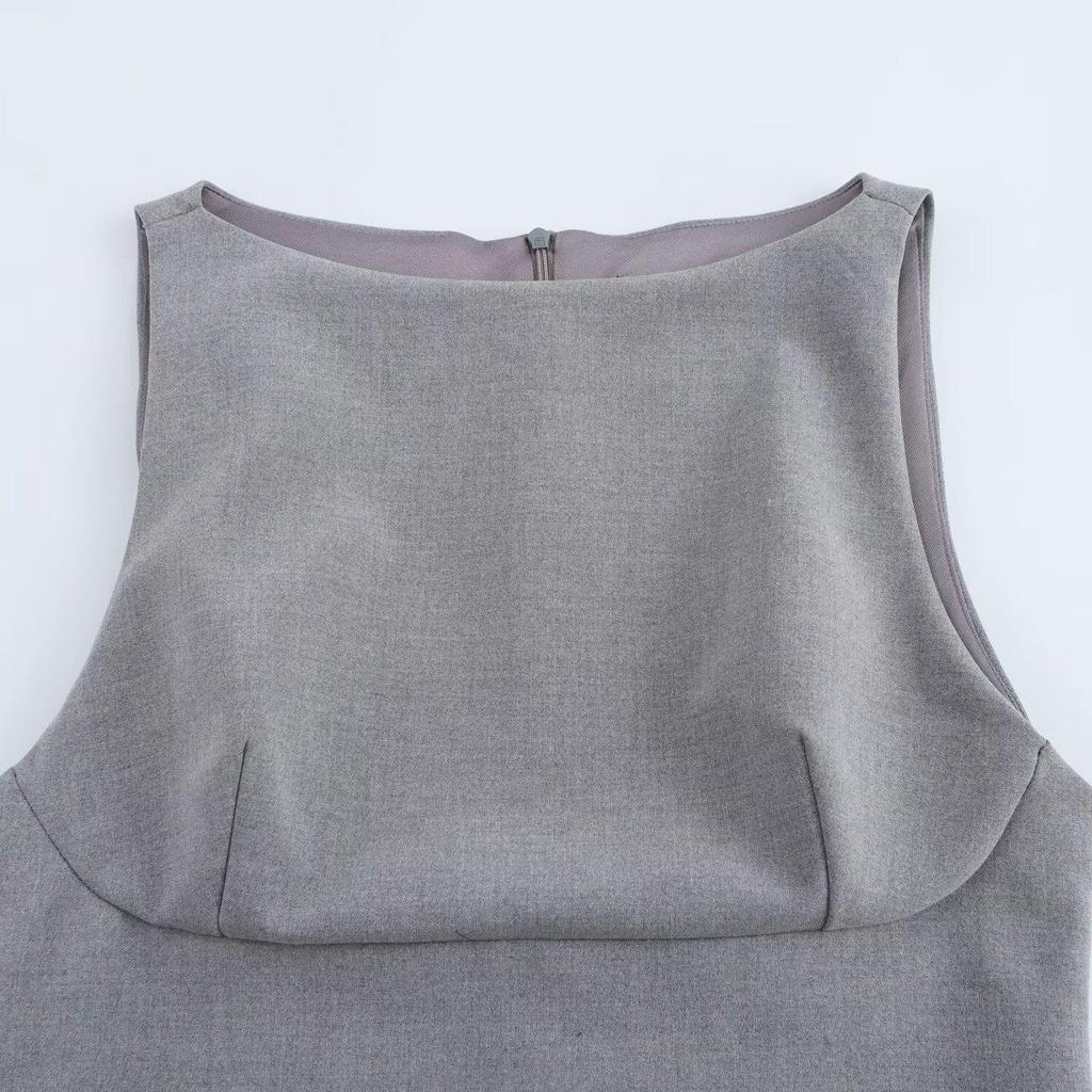 Spring 2025 Women's Slim Fit Color Block Layered Ruched Hem Dress