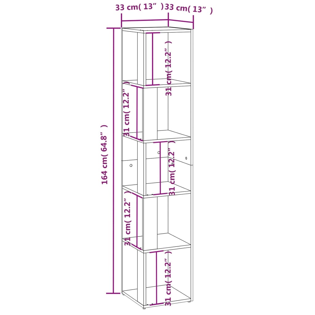 Corner Shelf Black 33x33x164.5 cm Particleboard