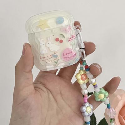 Süße Kaninchen Ins Blume Imd Wellenförmige Drahtlose Bluetooth Kopfhörer Fall Für Apple Airpods 1 Pro 2 3 2nd Cartoon Lade box Abdeckung