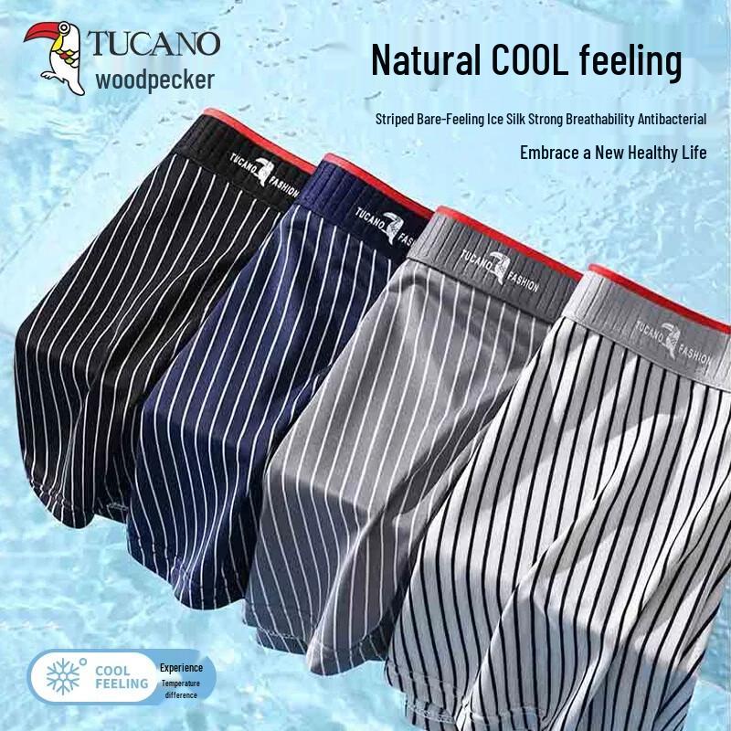 

Woodpecker Men s Ice Silk Striped Antibacterial Underwear (4-Pack) XL