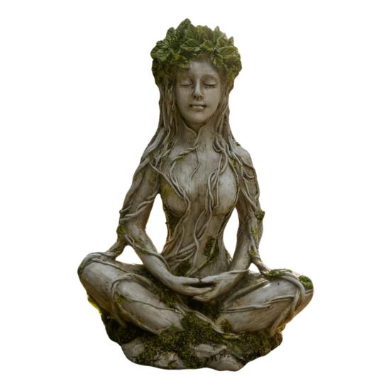 Tree Woman Figurine Resin Meditating Yoga Zen Pose Statue Tree of Life Mystical Creature Decorative Ornament for Home Living Room Bedroom Office