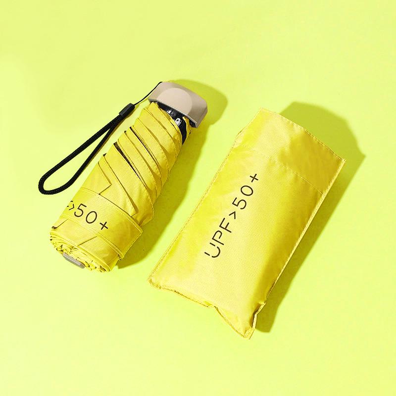 New Macaron Color Five-Fold Ultra-Light Sun Protection Compact Mini Umbrella with Buckle Handle