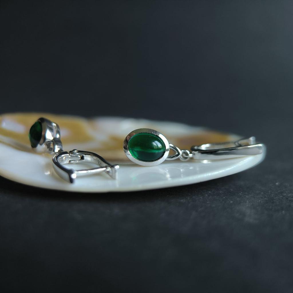 Silver Earrings with Nano Emerald 2.163ct (2192206)