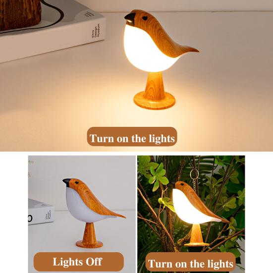LED Night Light Bird Table Lamp 3 Light Modes Brightness Adjustment Flicker Free Rechargeable LED Bedside Lamp Table Decor