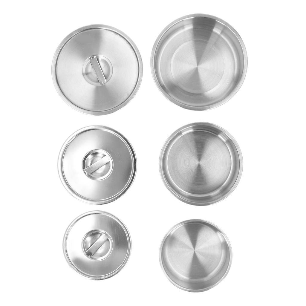 3PCS 304 Stainless Steel Bowl Set Heat Proof Anti Fall Metal Mixing Bowl Steamed Egg Bowl with Lids for Household Food Prep and Storage