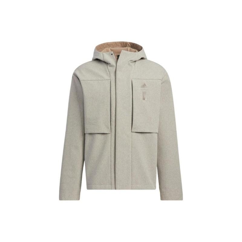adidas Solid Color Logo Print Pattern Hidden Zipper Hooded Jacket Men’s Gray XXL