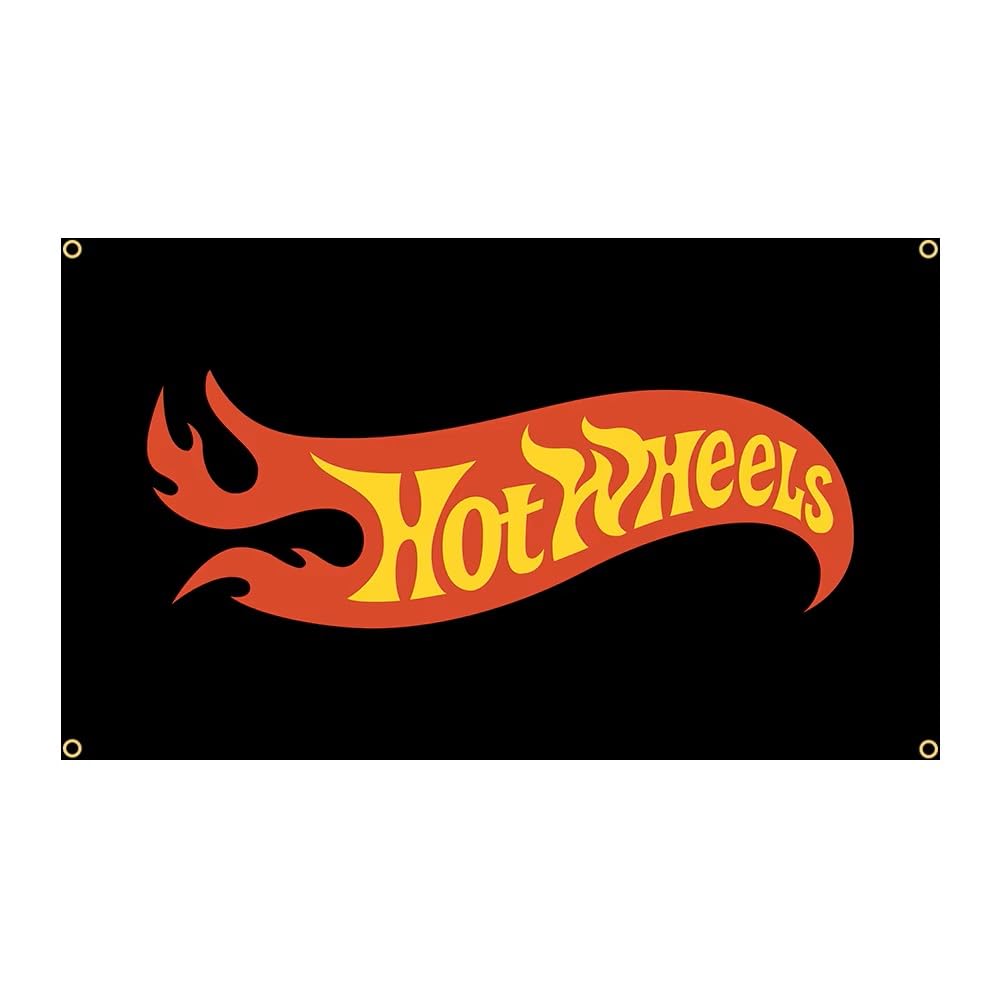 Hot Wheels Black 2" extra large flag/banner, approximately 150cm x 90cm in size, perfect for decorating your room or garage!
