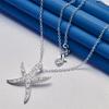 925 Sterling Silver 16-30 Inch Exquisite Starfish Zircon Pendant Necklace, Women's Wedding Accessories Gift, Fashionable Jewelry