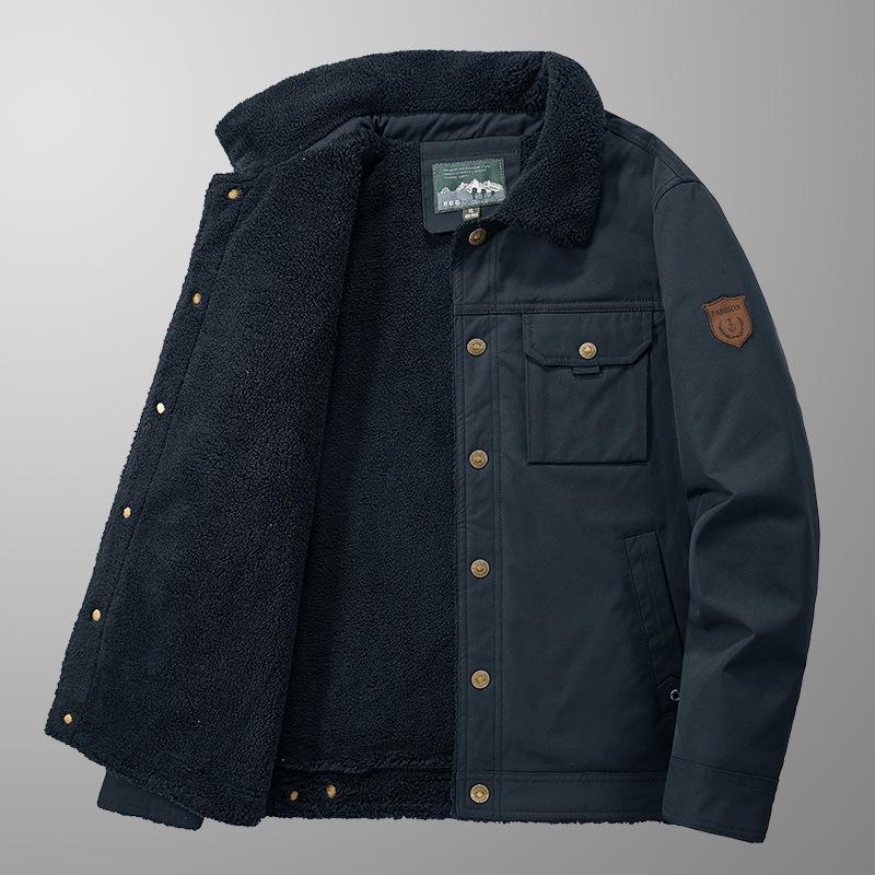 

Men Winter Fleece Thick Warm Jacket Men Fashion Casual Windproof Coat Men Autumn Outwear Outdoor Fur Collar Jacket Men 2XL