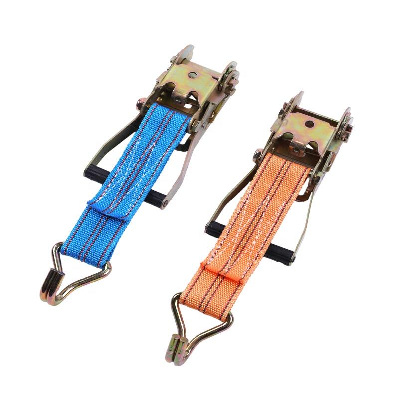 Heavy Duty Retractable Ratchet Tie Down Strap 2000kg Break Strength CE Certified Double-J Hook for Car Truck Cargo Securement