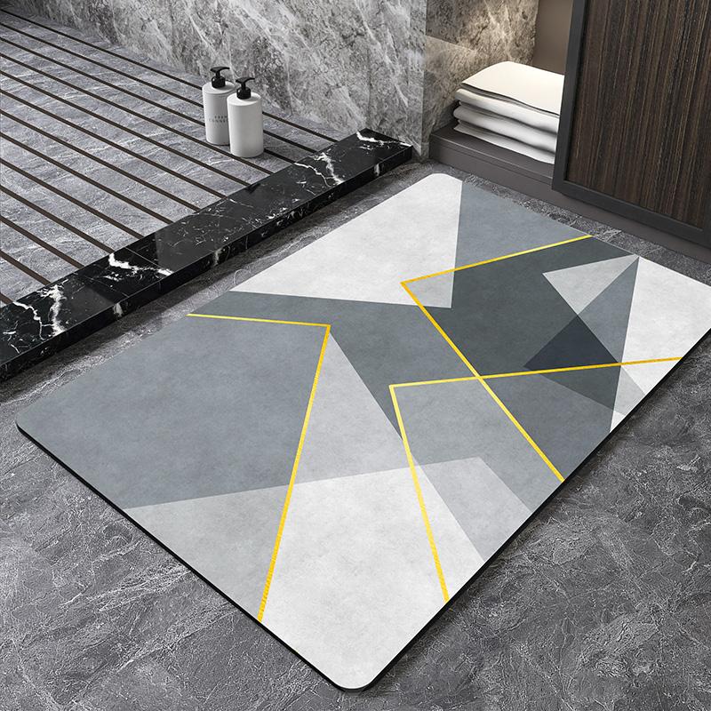 Nordic Geometric Diatomite Bath Mat Bathroom Super Absorbent Foot Mats Non Slip Quick Dry Toilet Shower Toilet Room Rugs Doormat