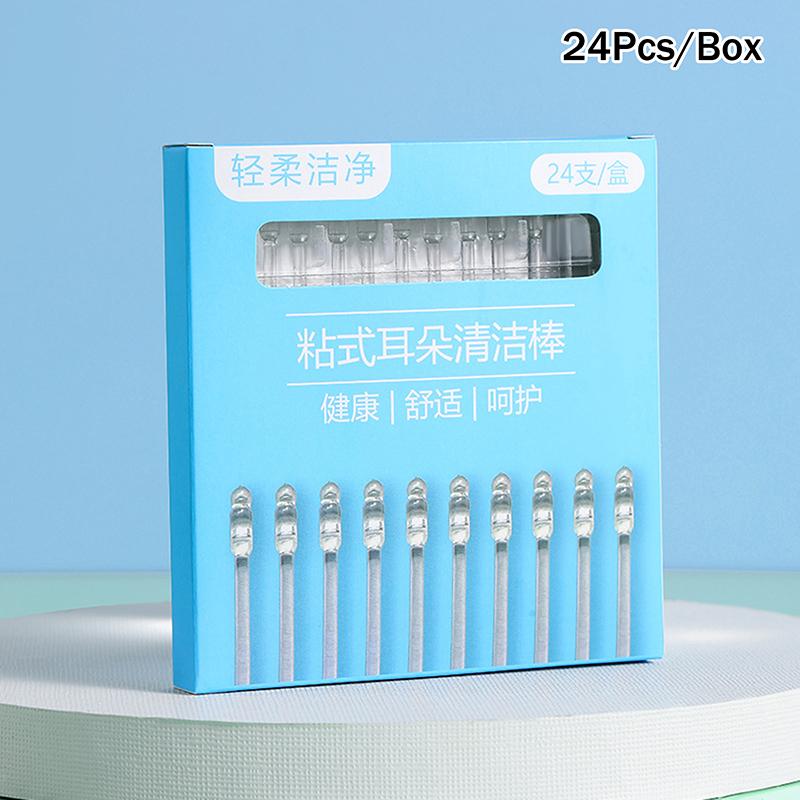 24 Piezas/Caja Desechable Pegajoso Limpiador de Oídos Palillo Reutilizable Limpiador de Oídos Suave Herramienta para Eliminar Cera de Oído Removedor de Cera de Oído Para Ancianos Adultos Niños