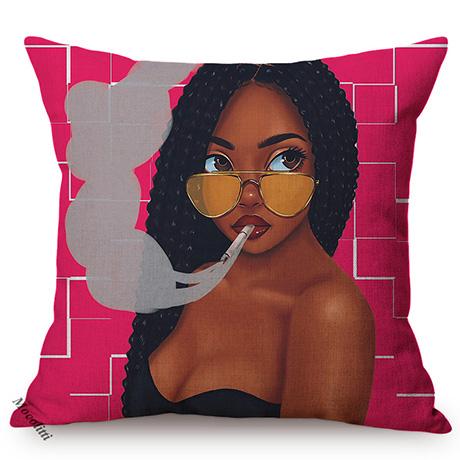 Africa Fashion Black Girl Pop Art Posters Style Decorative Cushion Cover Funky Sexy Woman Life Portrait Sofa Throw Pillow Case