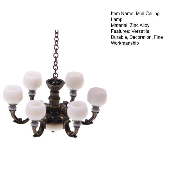 Dollhouse Mini Ceiling Lamp Exquisite Realistic Miniature Chandelier Model Toy for Dollhouse Decoration