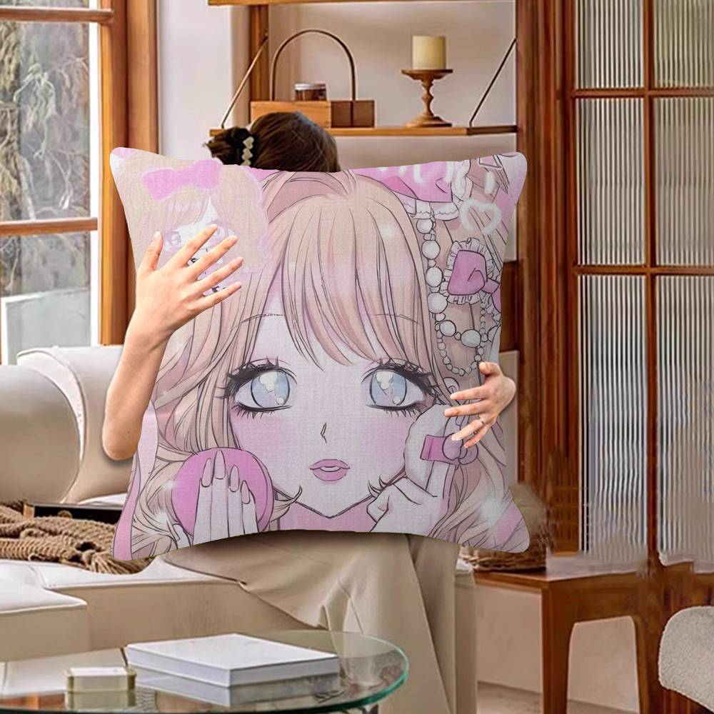 Gyaru Subculture Girls ANIME Retro Decorative Room Aesthetics Pillow Case Home Decor Bedroom Sofa Bed Couch Pillow Cover 45x45