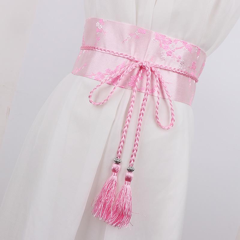 Retro Ethnic Embroidered Hanfu Cincher: Wide Waistband Decorative Dress Accessory