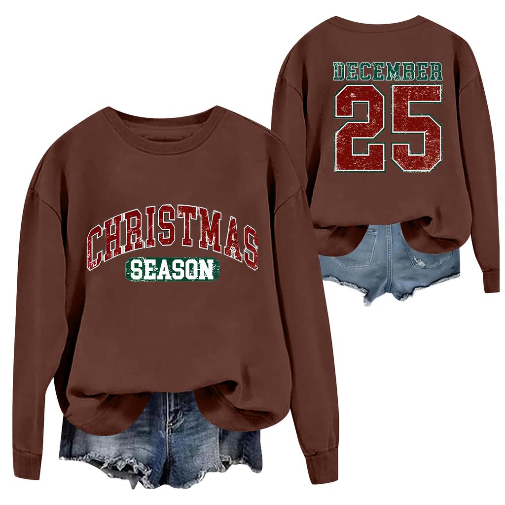 Weihnachts-T-Shirts und Sweatshirts, Damen-Sweatshirts, Langärmelige Pullover-Sweatshirts, Damen-Langarmtops