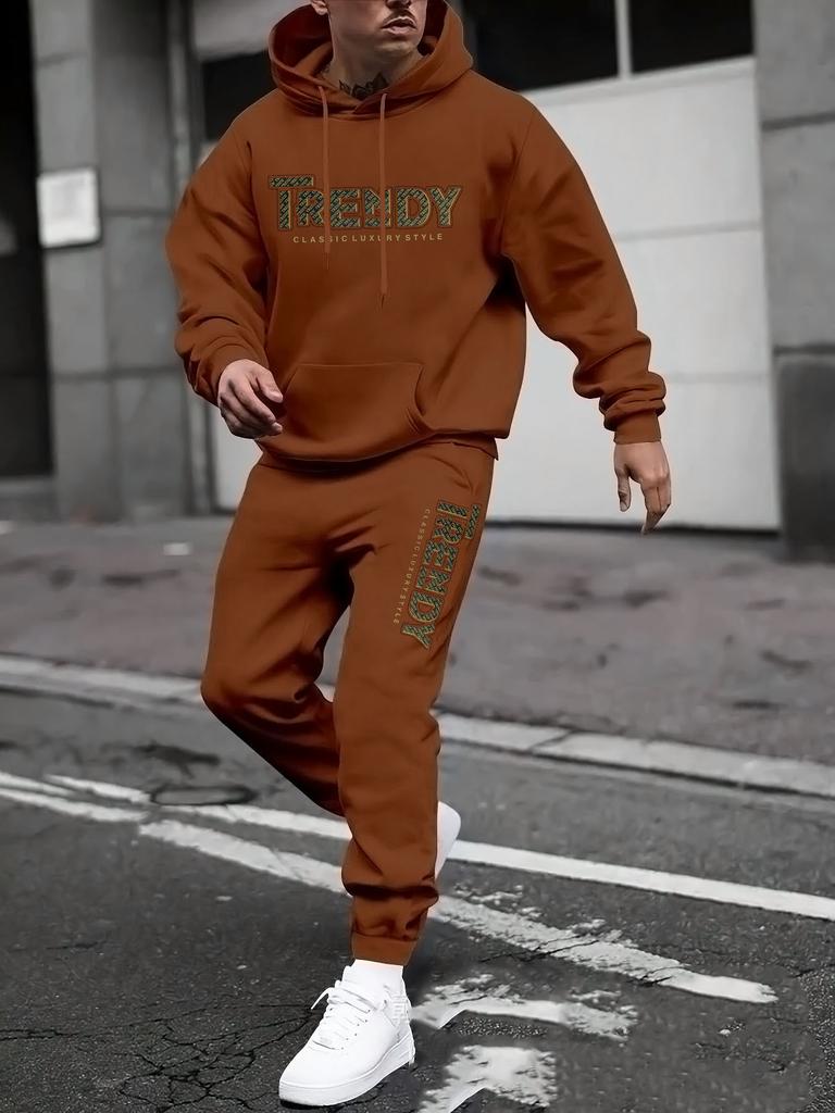 New sweater sweatpants set letter printing casual jacket autumn and winter velvet street tide youth hooded suit