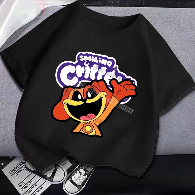 Smilings Critters Children T-shirt Clothing Cartoon Printing Boy Girl Tee Anime Summer Short Sleeved Clothes Cute Kids Top Decor