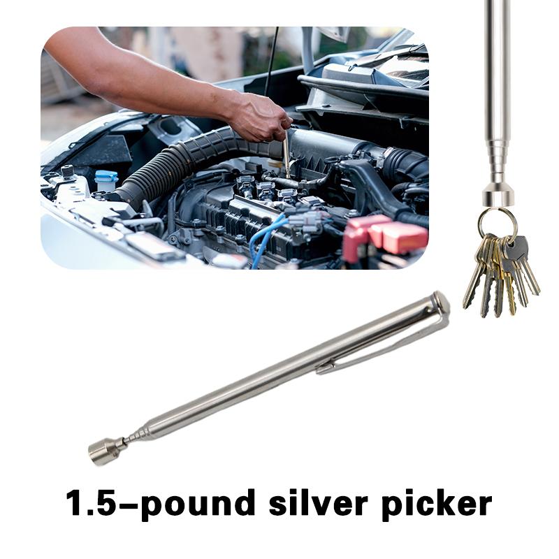 Portable Magnetic Telescopic Pickup Tool 1.5lb Extendable Rod For Car Bicycle Repair Household Use серебряный
