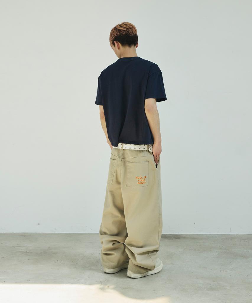SCALLYWAG [Ryu Jung-Ran × Skelly Wung] Pull Up Straight Cotton Pants [Beige]