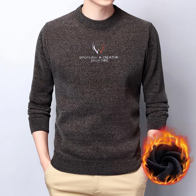 

Мужской свитер из плюшевой синели для осени и зимы, новая корейская версия, толстая теплая рубашка, модные флисовые пуловеры с круглым вырезом XXXL/125/185