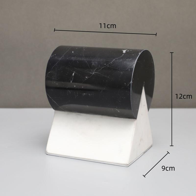 Geometrische Marmorskulptur Schwarz-Weiß-Marmor-Spleißung Geometrischer Block Halbkreis Dekorationsfiguren Heimdekoration