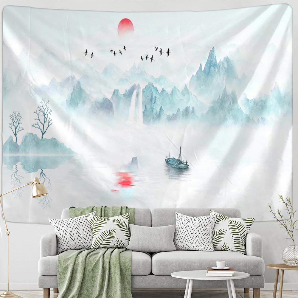 Tapiserie chinezească Lotus Agățat pe perete Psihedelic Hippie Boho Style Artă Pictură Dormitor Living Living Home Decor