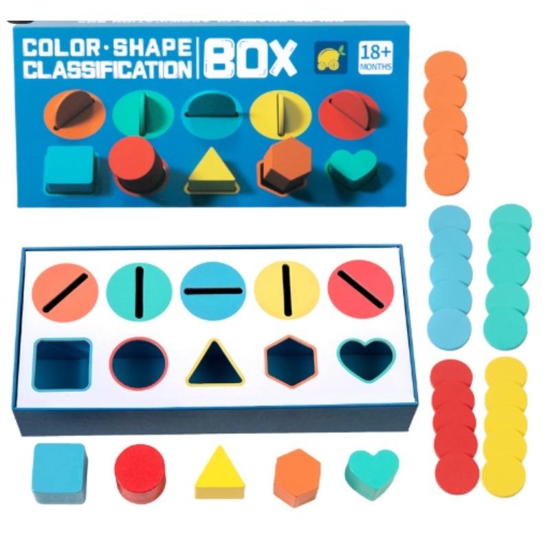 

Игрушки Монтессори Деревянная коробка для сортировки по цвету и форме, игра на сопоставление, игрушка для раннего обучения, развивающая игрушка, подарок для малышей разноцветный
