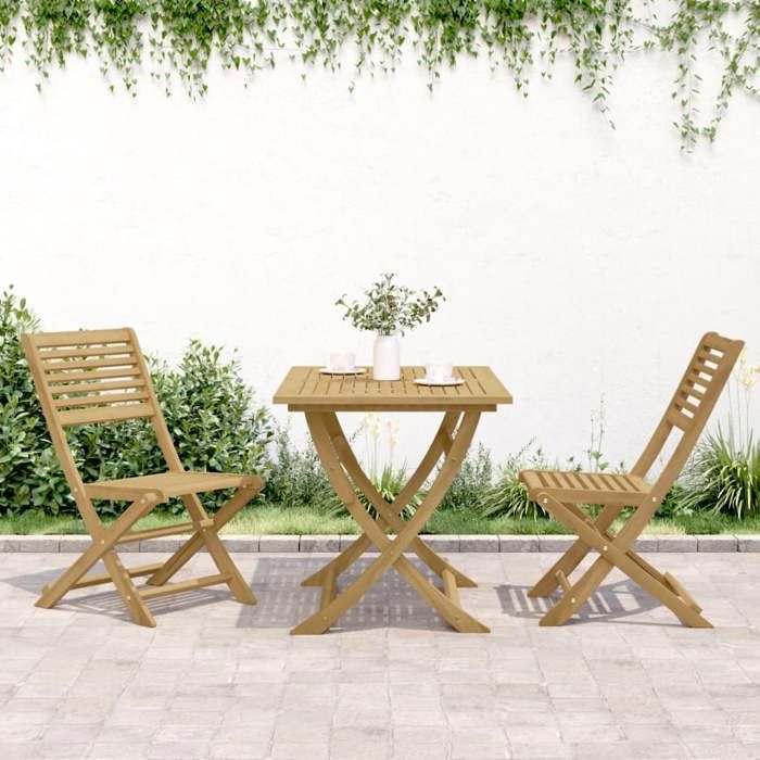 VidaXL Set of 2 Folding Garden Chairs, Seats with Backrest, Outdoor Patio Terrace Furniture, Modern, Solid Wood 365739
