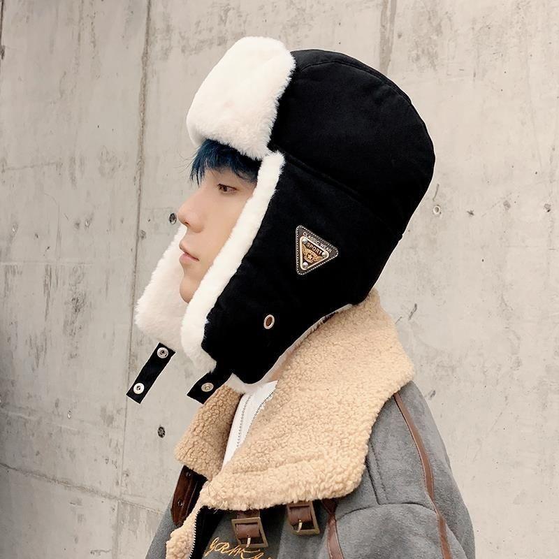 Winter Lei Feng Hat for Men and Women, Autumn and Winter, Fleece-lined, Warm, Cycling, Earflap Hat, Outdoor, Hiking, Skiing, Train Head Hat