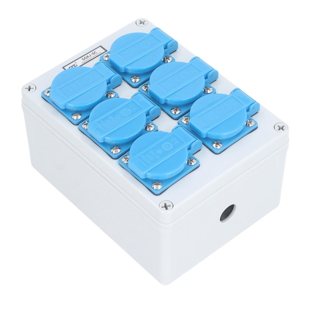 Gniazdo ścienne 6-krotne IP44 Wodoodporna obudowa gniazdka elektrycznego zewnętrzna Dystrybutor mocy 16A ze złączem