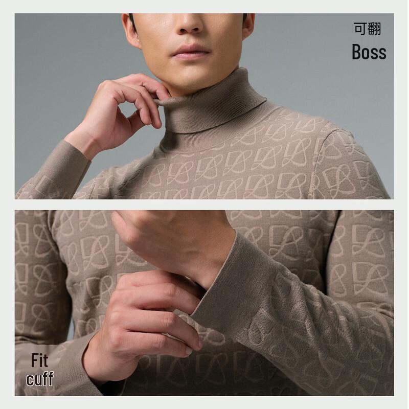 Lilanz Men's Slim Fit Jacquard Turtleneck Wool Sweater