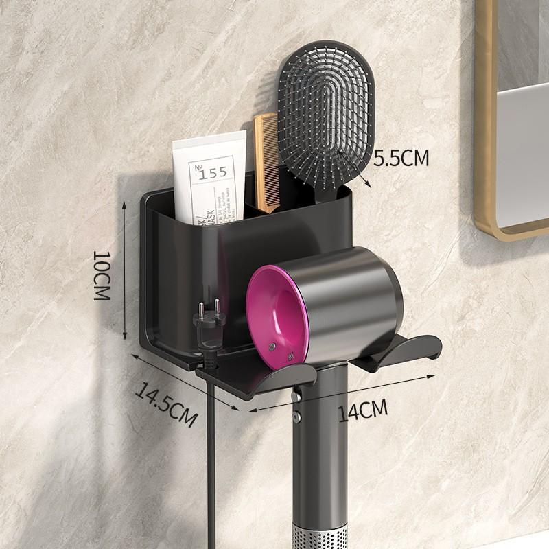 Wall Mounted Hair Dryer Holder, No Drill Waterproof Storage Rack For Bathroom, Wire Management Hook For Blow Dryer, Shower Caddy Organizer