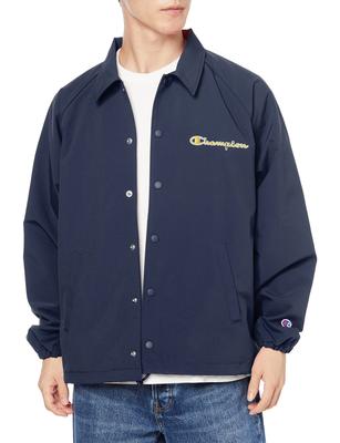 Kurtka Outwear USA Długi rękaw Rękaw typu raglan Kołnierz ze stali nierdzewnej Duża sylwetka Oversized Logo skryptowe Kurtka trenerska Styl akcji Granatowy M [Champion]