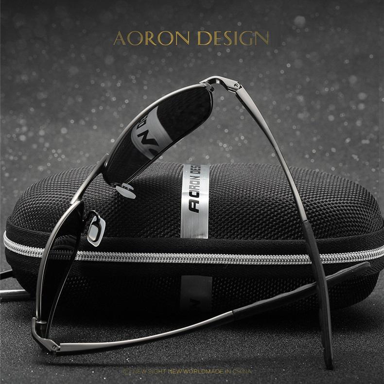 aoron Fashion Men Polarized Sunglasses Classic Sports Driving Sun Glasses UV400 Metal Frame Anti-glare Goggle Eyewear