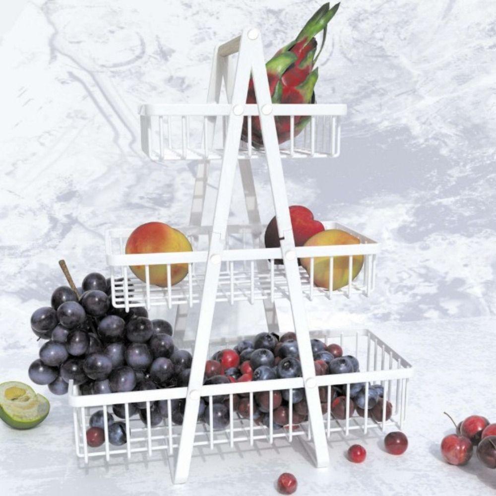 3-Tiers Design Portable Fruit Basket Space-Saving Vegetable Storage Basket  Countertop Storage