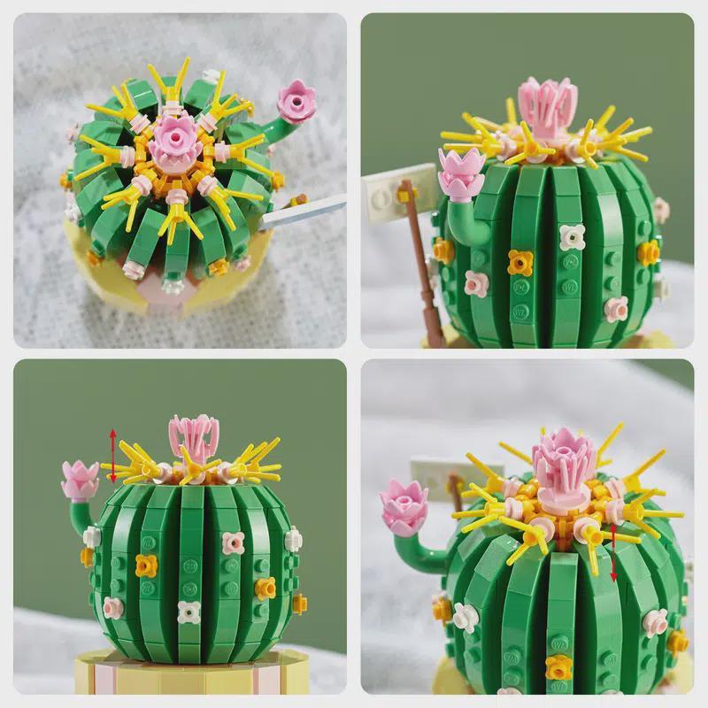 Building Block Bouquet 3D Model Home Decoration Plant Potted Chrysanthemum Rose Flower Assembly Brick Toy