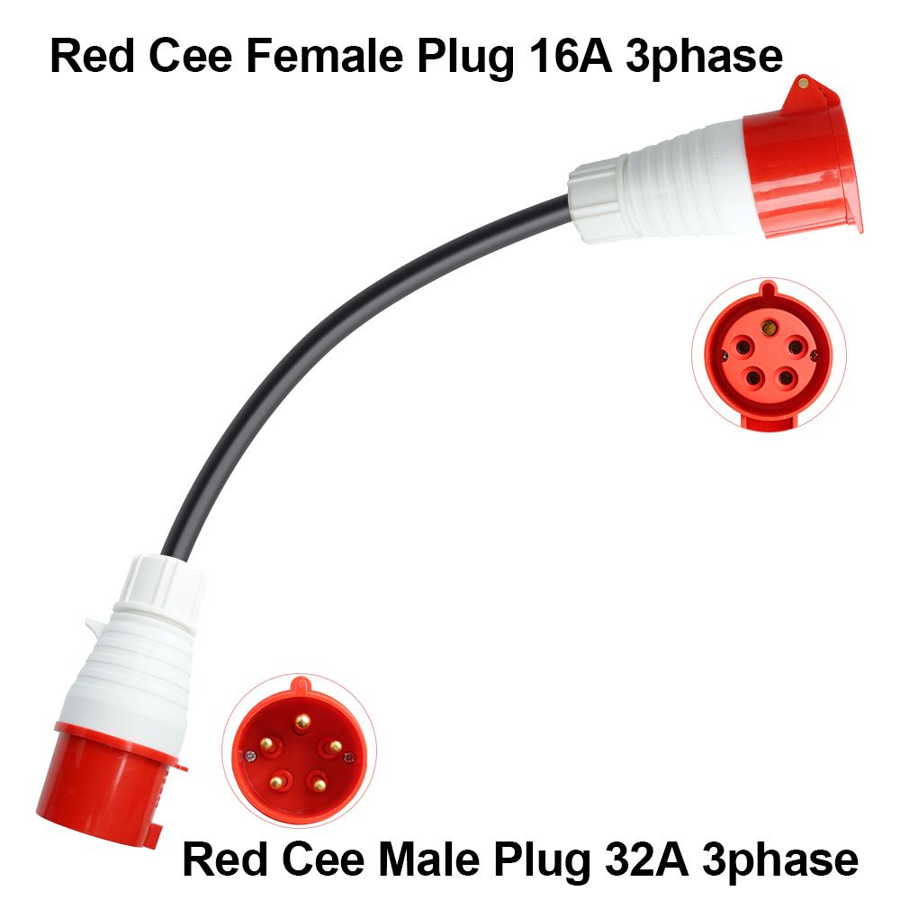 Adapter do ładowarki EV PEOKE Gniazdo Schuko na Czerwone Gniazdo CEE 5 Pinów 1 Faza 16A na 3 Fazy 32A Żeńska Wtyczka CEE Niebieska do Ładowania Przenośnego