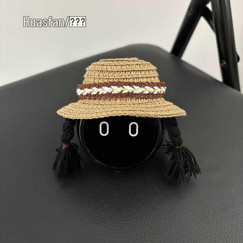 

NIO ET7/ES6/ES8/EC6/EC7/ET5 Nomi Headwear Robot Ornament for Car Interior Decoration Beige Flat Grass Hat with Braid A - Handwoven