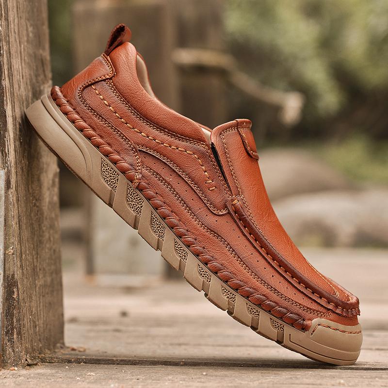 38-46 Retro Cow Leather Shoes Men Loafers Handmade Casual Leather Shoes Moccasins Men Flats Shoes