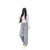 Modal Dark Gray Maternity Wide-Leg Drawstring Pants - Summer Casual Plus Size