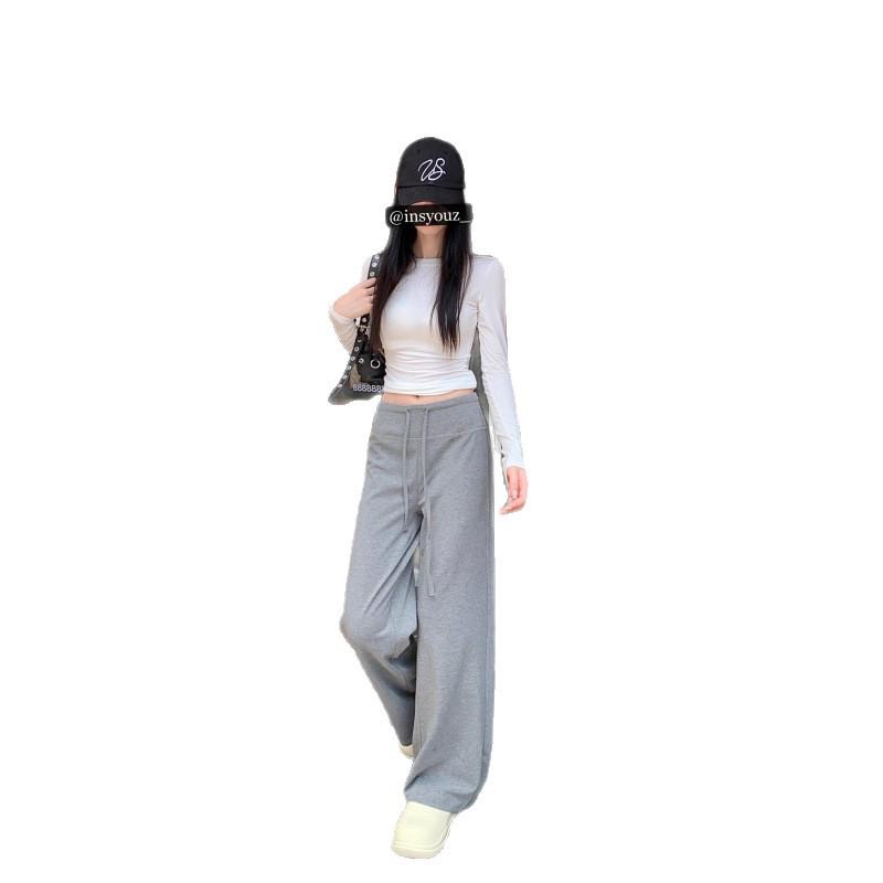 Modal Dark Gray Maternity Wide-Leg Drawstring Pants - Summer Casual Plus Size