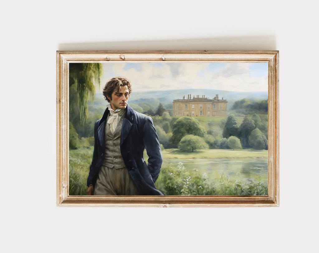 Pride and Prejudice Wall Art Print Canvas Oil Painting Elizabeth Bennet and Mr Darcy Cottagecore Posters Home Decor