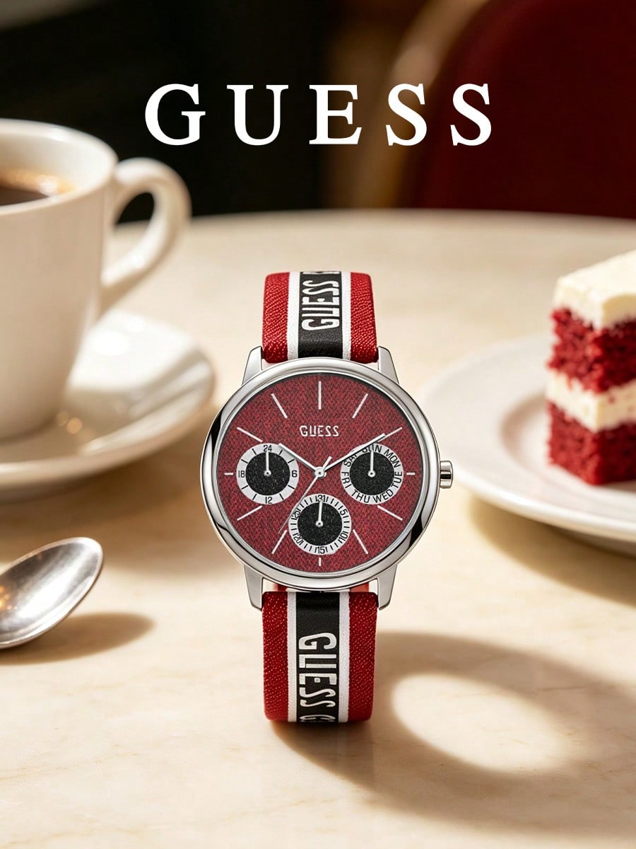GUESS Unisex Quartz watch V1013M1 melns/sarkana