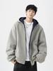 Men's Heavyweight Color Block Hoodie Jacket - Autumn/Winter Casual Thickened Double Zipper Cardigan