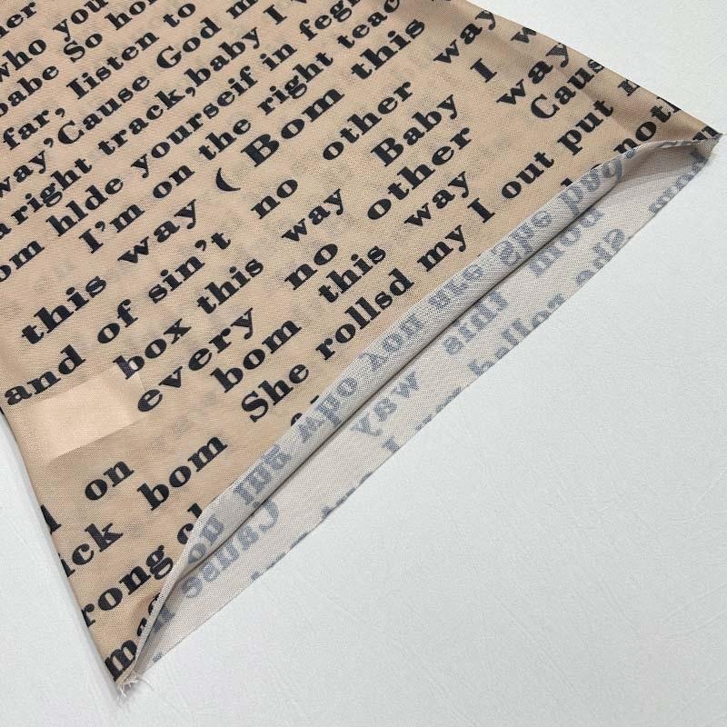 Tooxika Women's Round Neck Pullover Mesh Letter Print Sexy See-through T-shirt