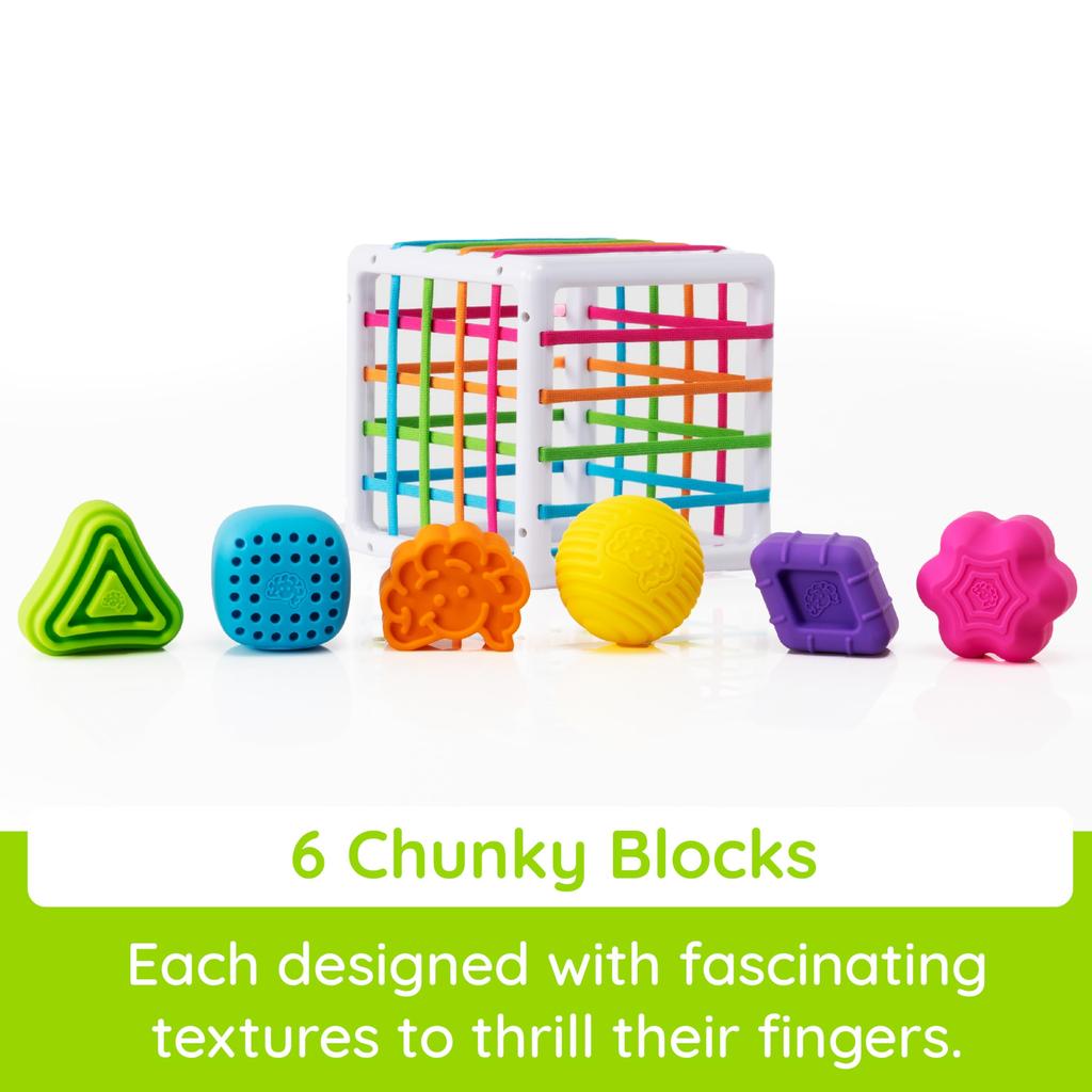 Fat Brain Toys Innie Bin, Fingertip Educational Rubber Box, Ages 10 Months, FA251-1, Authentic