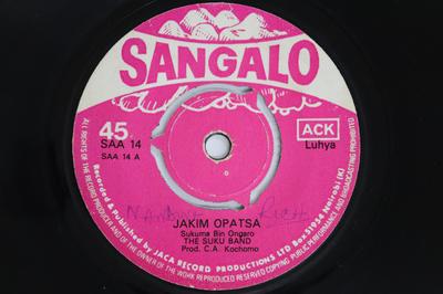 7-Zoll-Schallplatte SUKUMA BIN ONGARO, SUKU BAND - Jakim Opatsa / Tekila Owino SAA14 SANGALO Kenia Weltmusik Gebraucht