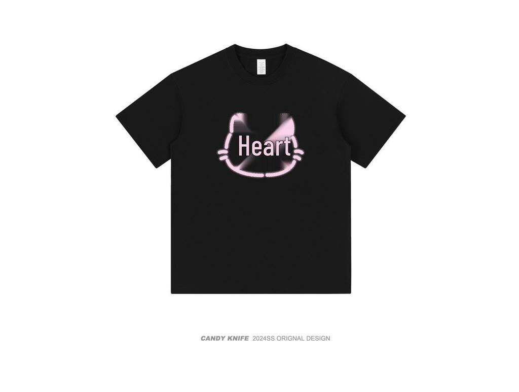 Blurred Lines Dog Print Unisex Streetwear T-Shirt: Trendy & Loose Fit for Couples